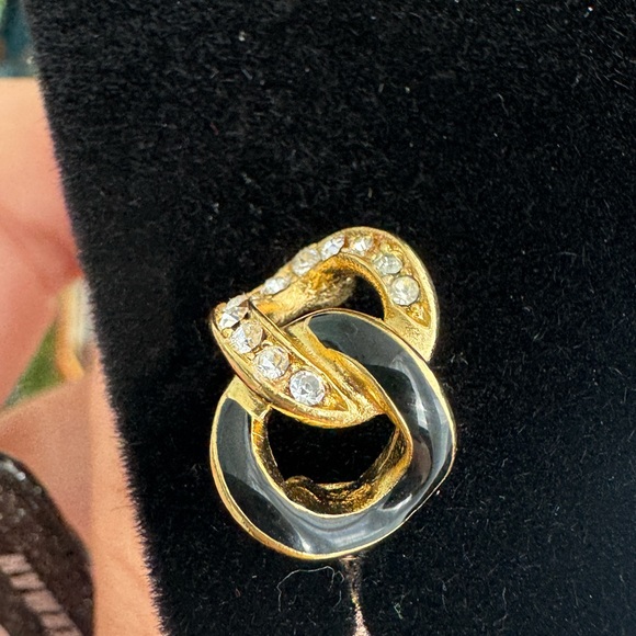 Christian Dior 18K Gold Plated enamel crystals vintage clip on earrings - Picture 12 of 16